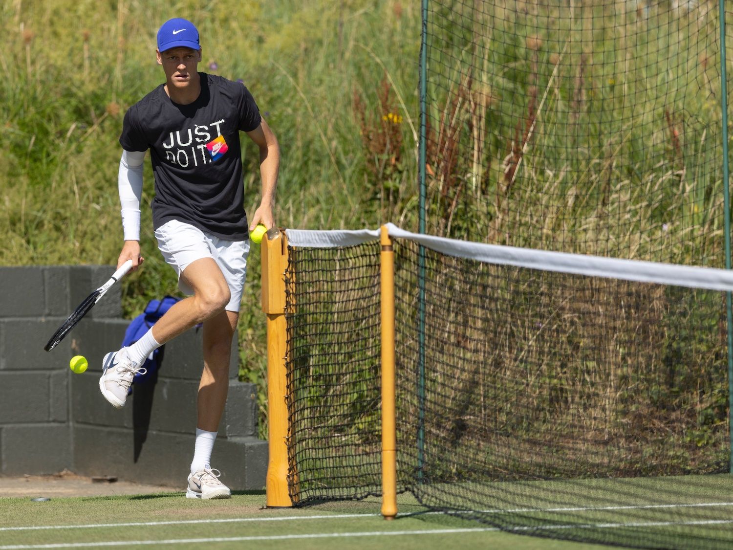 Jannik Sinner nell'allenamento di stamattina (foto Wimbledon)