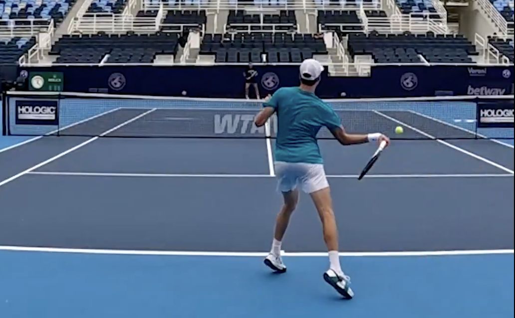 Jannik Sinner in allenamento a Cincinnati