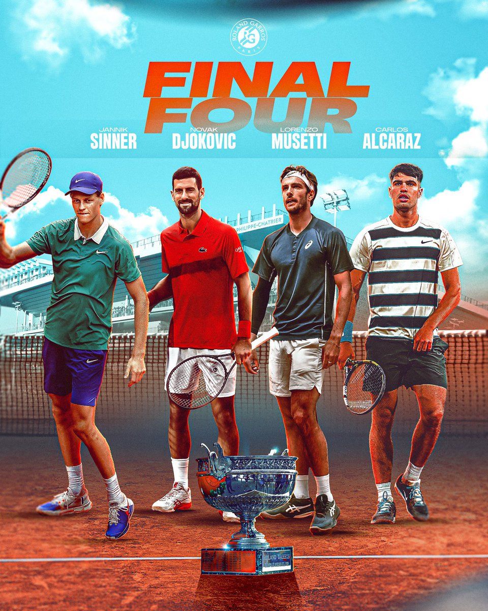 I quattro protagonisti delle semifinali del Roland Garros