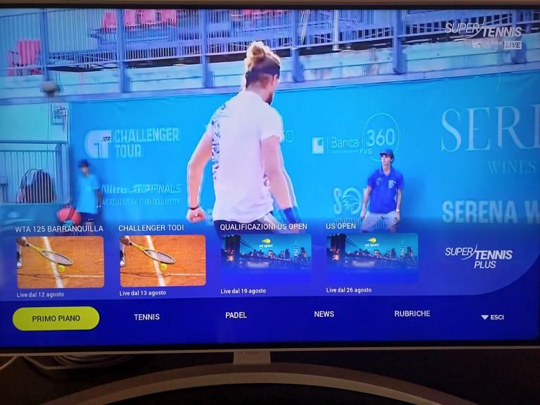 La schermata di SuperTennis Plus (foto supertennistv)