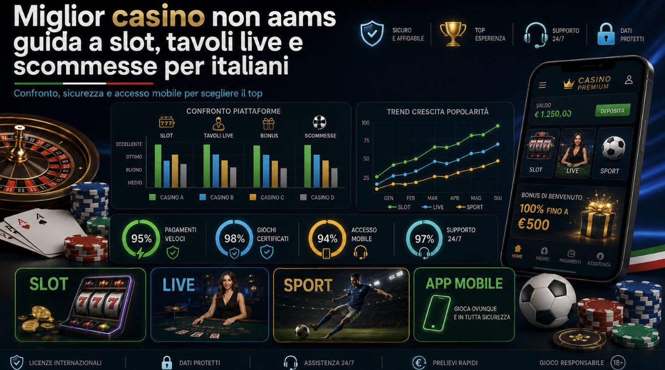 Miglior casin&ograve; non aams guida per italiani su bonus, pagamenti, giochi, app, registrazione, sicurezza e scommesse sportive