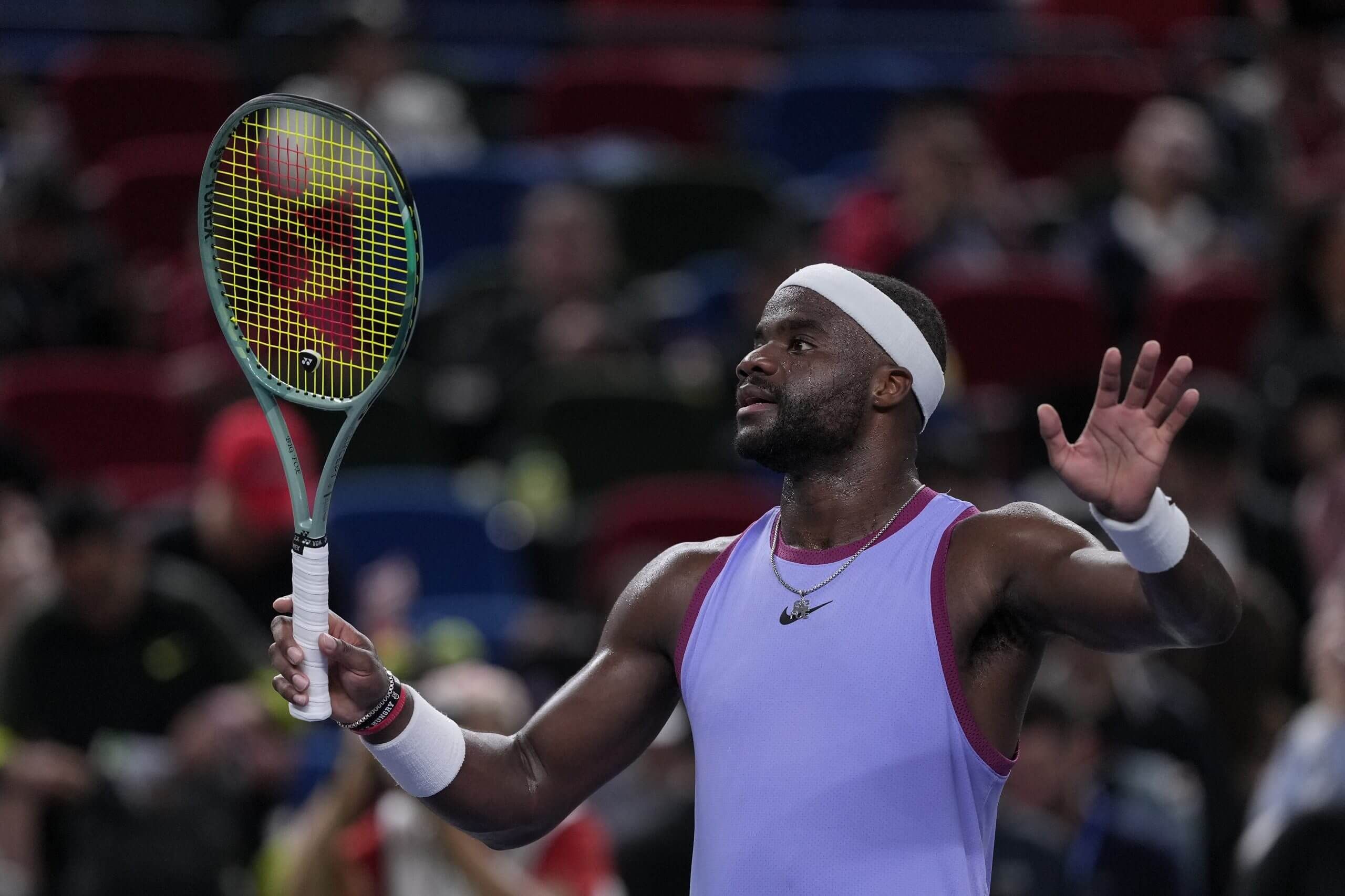 Frances Tiafoe a Wimbledon al momento dello warning