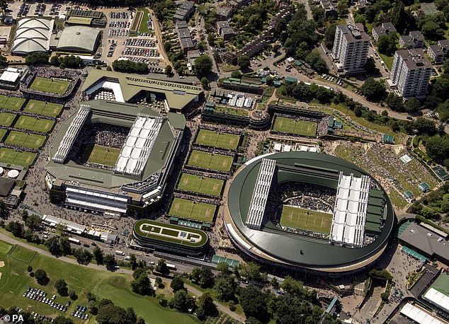 Wimbledon , veduta aerea del club